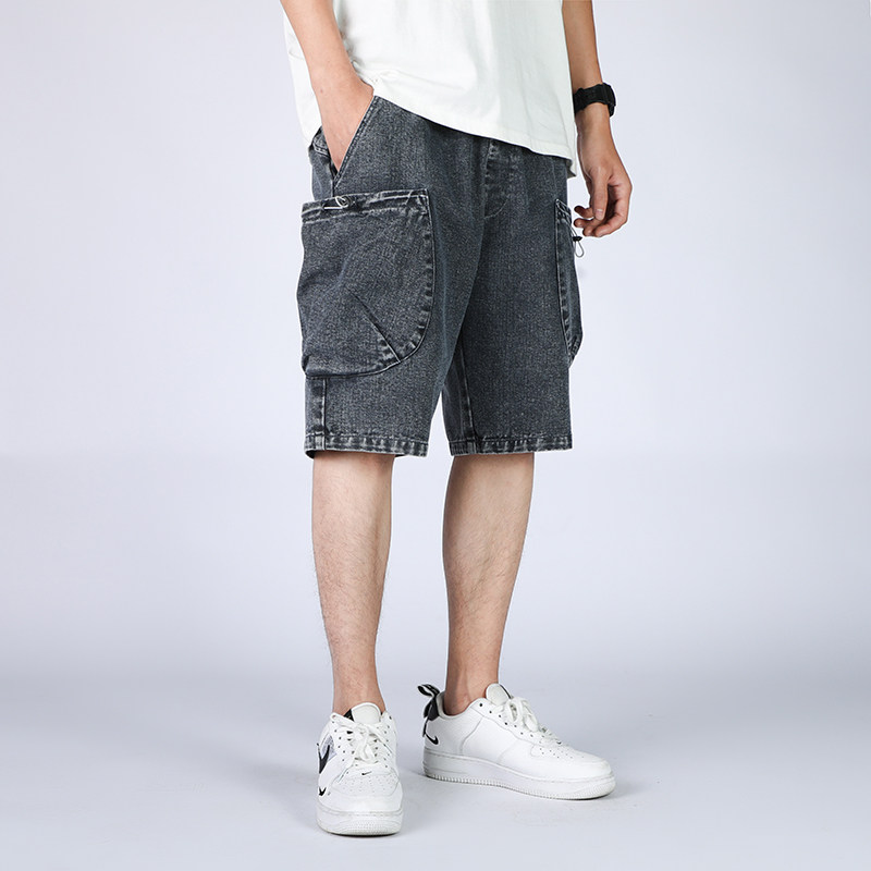 DN3628牛仔短裤男宽松休闲韩版日系港风潮牌大口袋工装短裤男,男装牛仔裤,星座510A-1