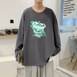 C2828P30新款纯棉长袖T恤男ins超火圆领休闲外穿百搭青年打底衫潮图片