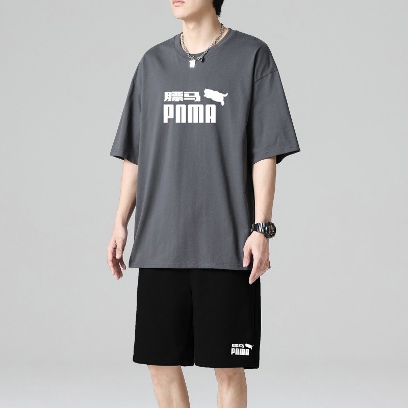 TZ3886潮牌短裤休闲运动套装轻奢时尚感男士短袖t恤男夏季薄款，男装休闲套装，星座510A-1