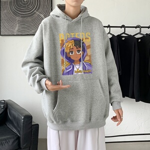 LD5671P38男连帽高街潮牌潮流运动休闲宽松学生美式复古印花卫衣图片
