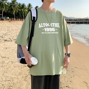 T3323P25落肩款宽松T恤克莱因蓝T男港风T恤 仓库一件起正常配送中图片