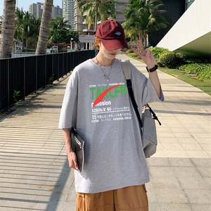 T3355P25落肩款宽松T恤克莱因蓝T 仓库一件起正常配送中男港风T恤图片