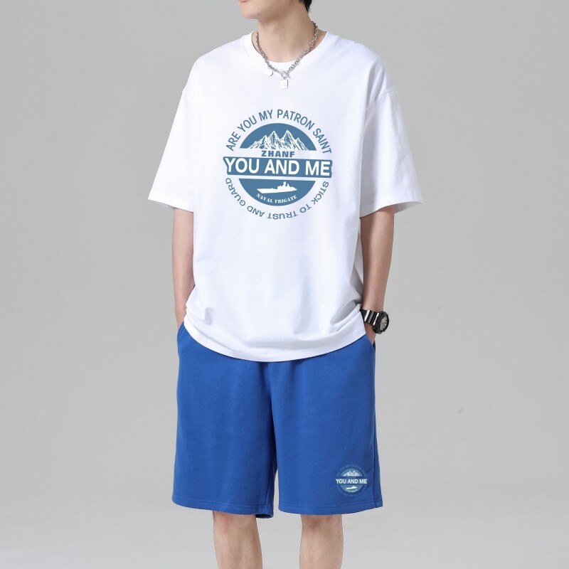 TZ3882男夏季薄款潮牌短裤休闲运动套装轻奢时尚感男士短袖t恤,男装休闲套装,星座510A-1