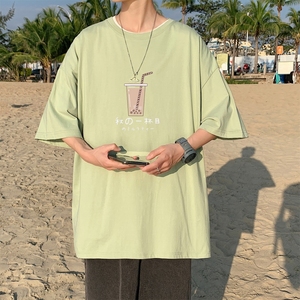 T3328P25男港风T恤落肩款宽松T恤克莱因蓝T 仓库一件起正常配送中图片