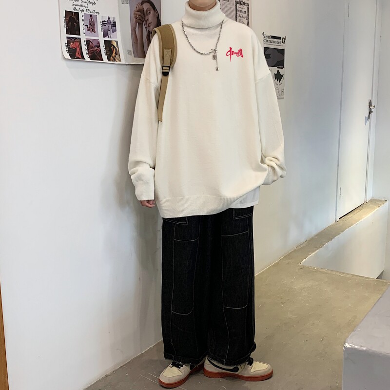 MG2818P65高领毛衣男休闲百搭潮牌2022年新款bf慵懒风简约针织衫,男装针织衫/毛衣,星座510A-1