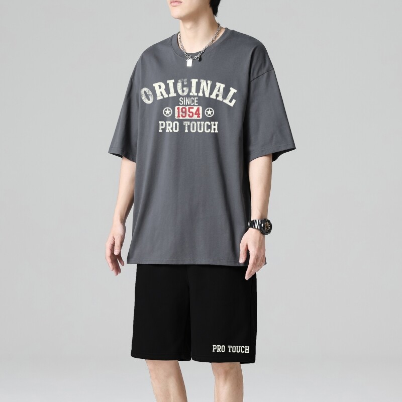 TZ3888轻奢时尚感男士短袖t恤男夏季薄款潮牌短裤休闲运动套装,男装休闲套装,星座510A-1