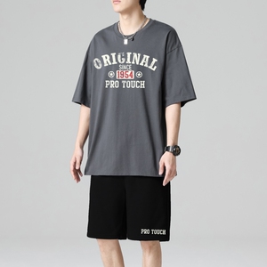 TZ3888轻奢时尚感男士短袖t恤男夏季薄款潮牌短裤休闲运动套装图片