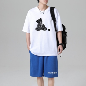 TZ3504短袖t恤男夏季薄款潮牌短裤休闲运动套装轻奢时尚感男士图片