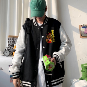BQ3228P75港风潮牌休闲宽松夹克男潮胸前小标印花棒球服外套男图片
