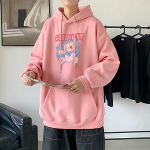 L2545韩版ins男士宽松运动连帽卫衣秋冬加绒情侣外套图片