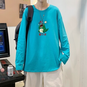 C2852P30男士长袖t恤春季潮牌薄款宽松潮流春装卫衣服春衣打底衫图片