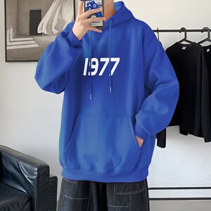 LD5670P38设计感男个性印花抽绳连帽卫衣2023秋季新款男百搭宽松图片