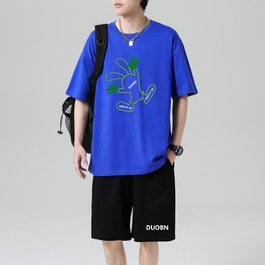 TZ3510休闲运动套装轻奢时尚感男士短袖t恤男夏季薄款潮牌短裤图片
