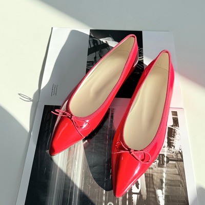 0618studio 2026新款尖头浅口甜美蝴蝶结平底奶奶鞋单鞋女