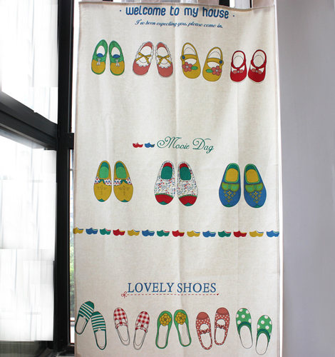 韩单棉麻彩色厨房布艺门帘