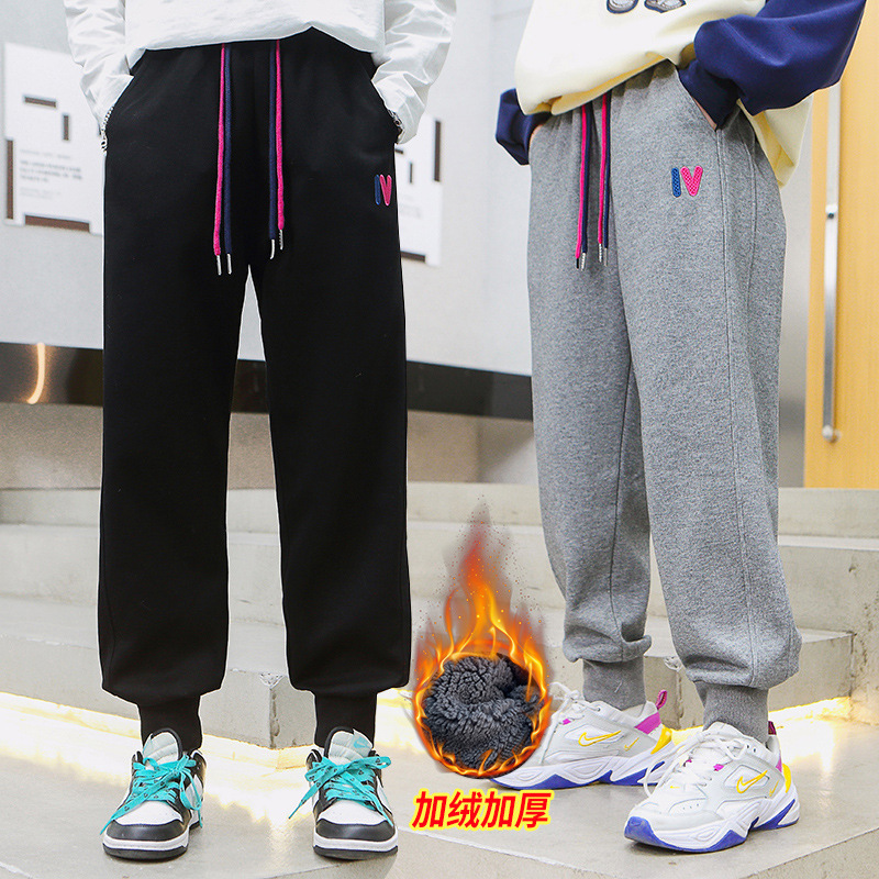 胖女童运动裤秋冬大码加绒加厚