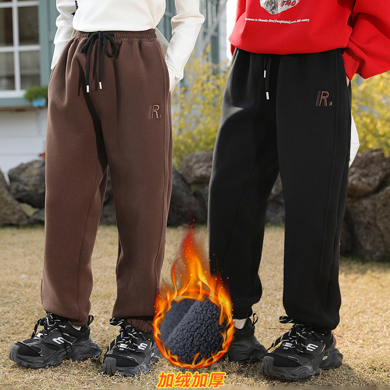 胖女童加绒运动裤加肥加大码