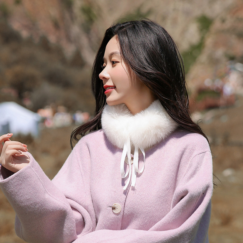 狐狸毛围巾皮草围脖女真毛韩版系带整圈双面毛毛冬季保暖可爱百搭