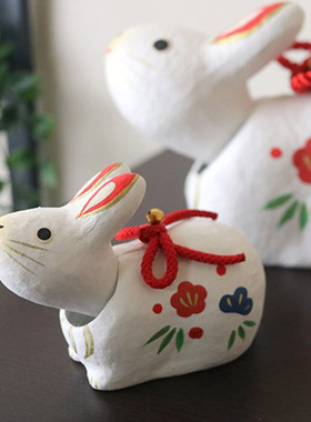 日本大门屋兔子摆件手工和纸祝福礼物客厅卧室生日可爱创意礼物