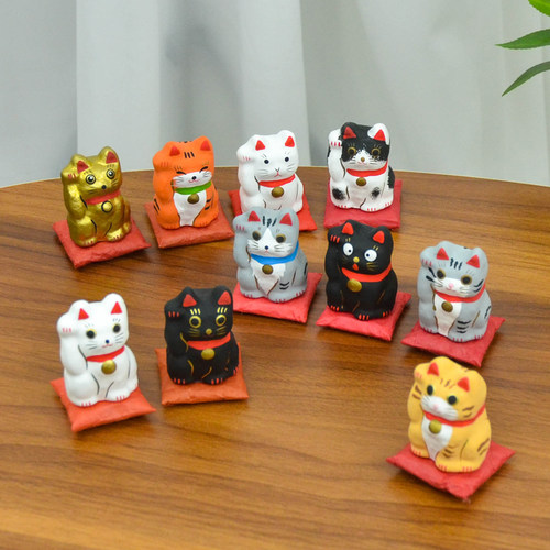 日本大门屋手工和纸mini招财猫摆