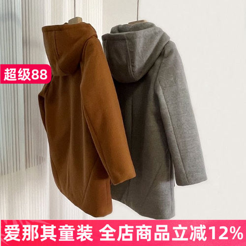 男女童毛呢大衣秋冬长袖外套上衣