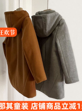 230男女童毛呢大衣秋冬长袖外套连帽上衣110-160cm 特价！