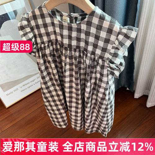 6101女童短袖连衣裙夏季薄款棉麻棉纱宽版休闲裙110-150cm