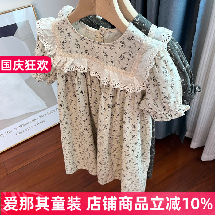 6021女童短袖连衣裙夏季薄款棉麻裙子110-150cm