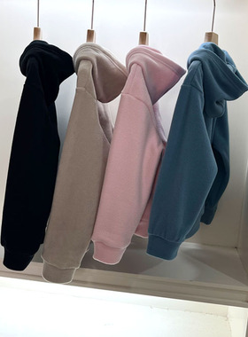 244男女童长袖卫衣秋冬加绒上衣帽衫休闲衫外套120-160cm