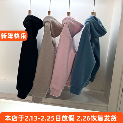 244男女童长袖卫衣秋冬加绒上衣帽衫休闲衫外套120-160cm