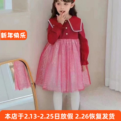6041女童长袖连衣裙春秋公主裙纱裙110-150cm 特价！