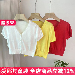 694女童短袖针织衫夏季薄款短款上衣