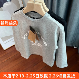 6140男女童长袖T恤衫春秋夏季打底衫棉上衣120-160cm