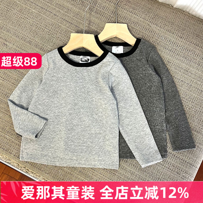 600外贸男女童长袖T恤衫春秋打底衫弹力上衣3-14岁 特价！