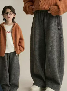 6042男女童长裤秋冬加绒厚款保暖裤子120-170cm