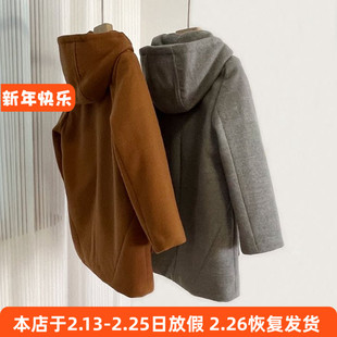 230男女童毛呢大衣秋冬长袖外套连帽上衣110-160cm 特价！