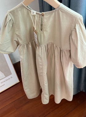 6154女童短袖连衣裙夏季薄款棉麻裙子110-150cm