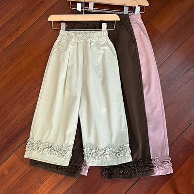 女童长裤春秋休闲裤棉布宽松裤子