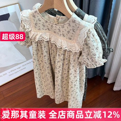 6022女童短袖连衣裙夏季薄款棉麻裙子110-150cm