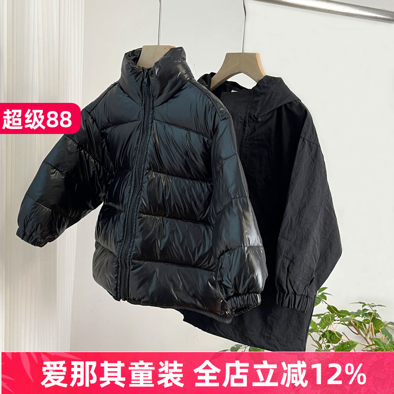 6121男女童羽绒服长袖外套连帽风衣 二件套装
