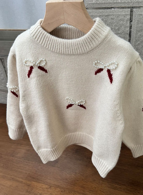 202女童长袖毛衣秋冬提花针织衫上衣110-150cm偏小