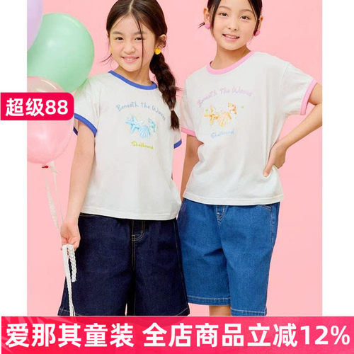 2210韩单女童短袖T恤衫夏季薄款精疏棉上衣120-160cm