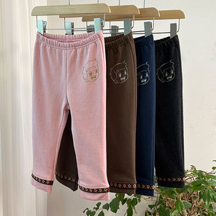 微疵 子 690外贸女童长裤 秋冬加绒裤