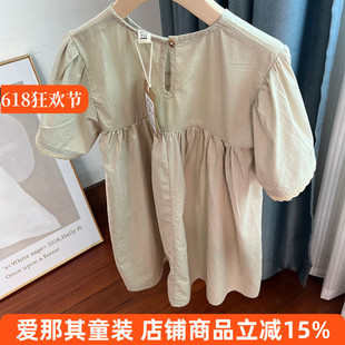6154女童短袖连衣裙夏季薄款棉麻裙子110-150cm
