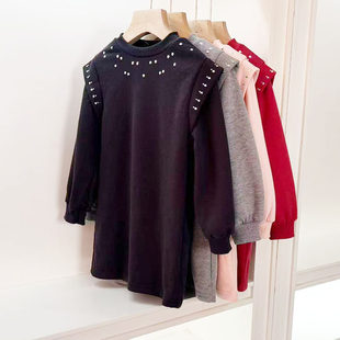 特价 6024法单女童长袖 12岁 上衣外套3 卫衣秋冬加绒裙款