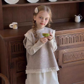 203女童马甲春秋针织背心上衣外套大童120 170cm