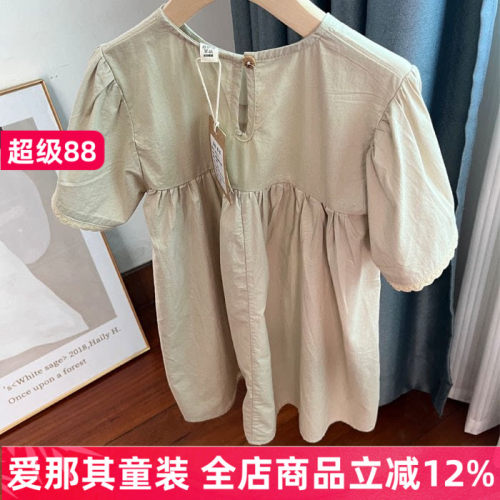 6154女童短袖连衣裙夏季薄款棉麻裙子110-150cm