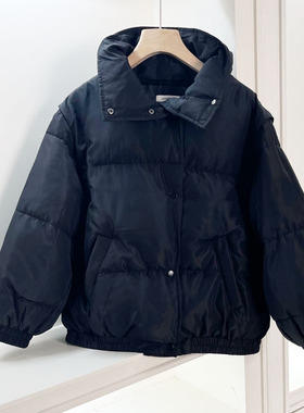 6022女童棉衣马甲防风外套长袖翻领立领上衣袖子可拆卸 140-160cm