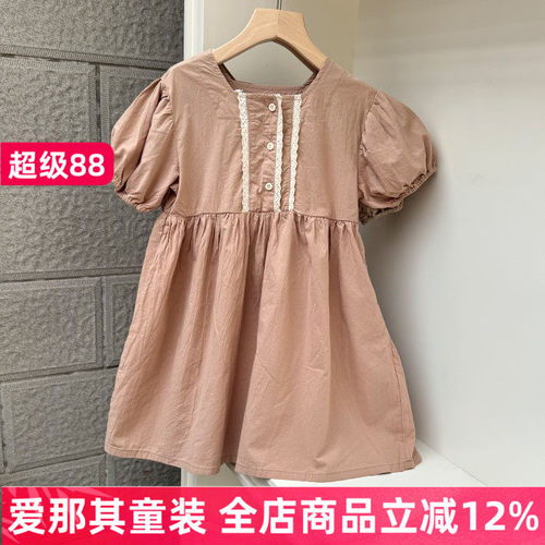 女童短袖连衣裙夏季新款水洗棉布