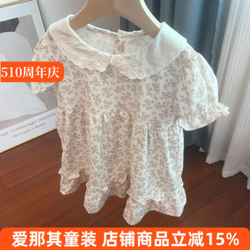 6123女童短袖连衣裙夏季薄款棉布碎花裙100-140cm